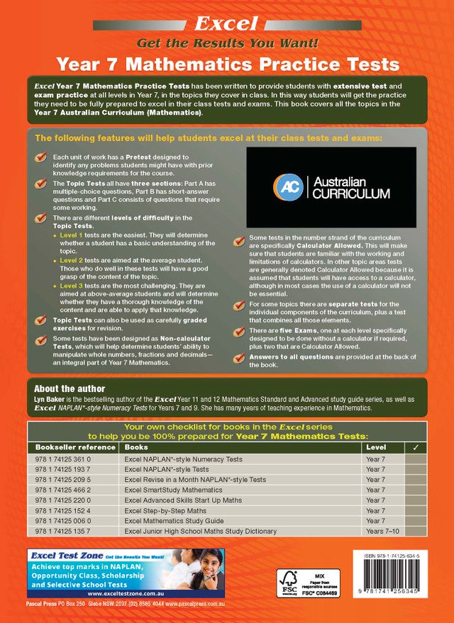 Excel - Year 7 Mathematics Practice Tests | JINLING EDUCATION