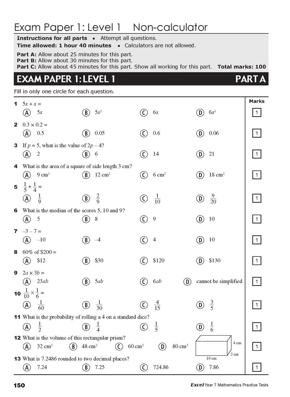 Excel - Year 7 Mathematics Practice Tests | JINLING EDUCATION