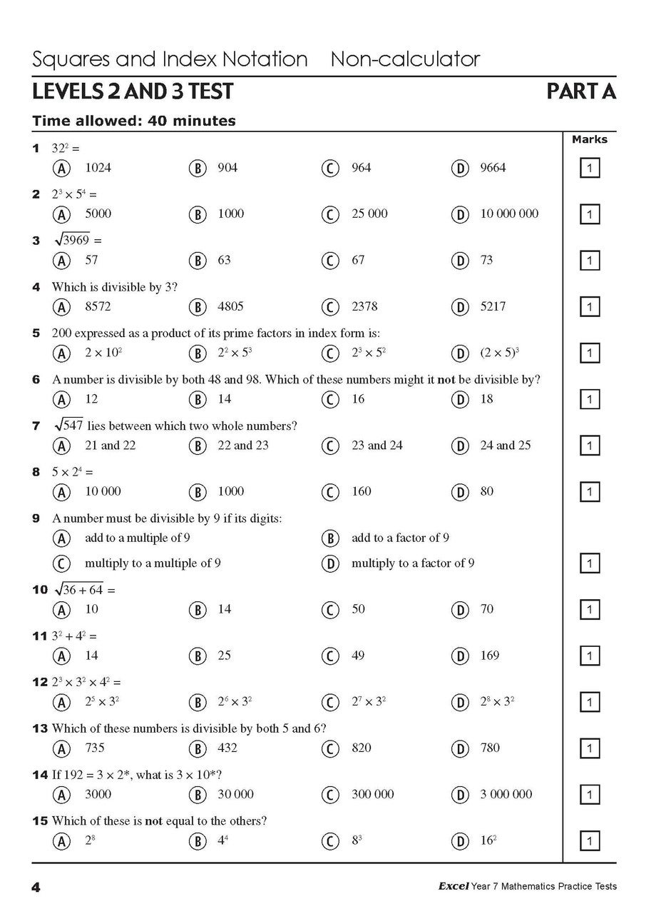 Excel - Year 7 Mathematics Practice Tests | JINLING EDUCATION