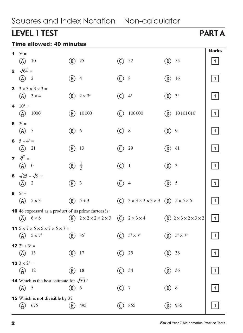 Excel - Year 7 Mathematics Practice Tests | JINLING EDUCATION
