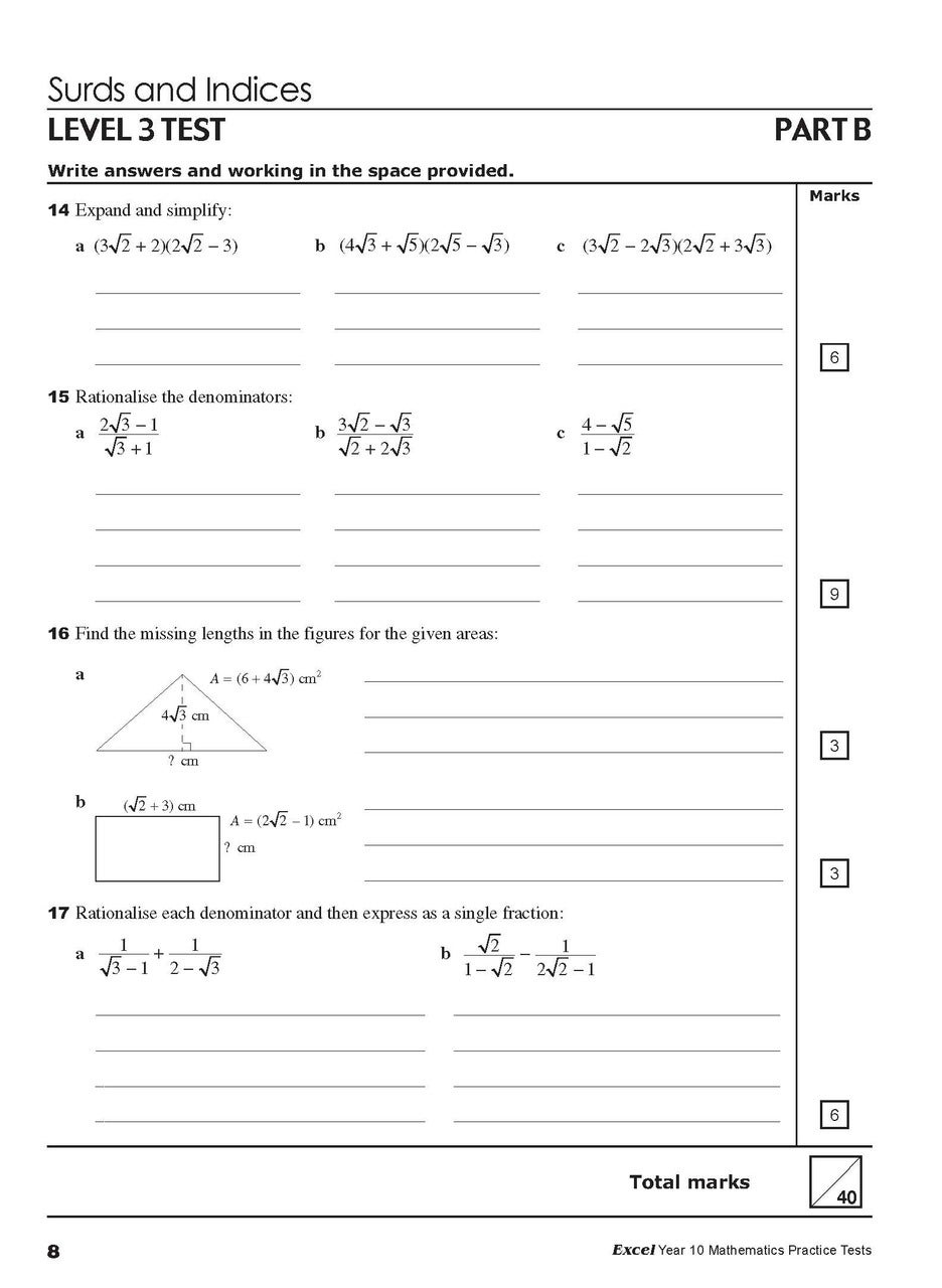 Excel - Year 10 Mathematics Practice Tests | JINLING EDUCATION