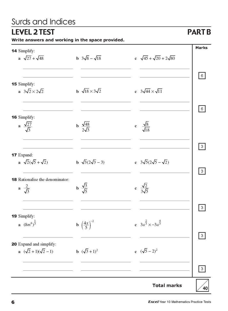 Excel - Year 10 Mathematics Practice Tests | JINLING EDUCATION